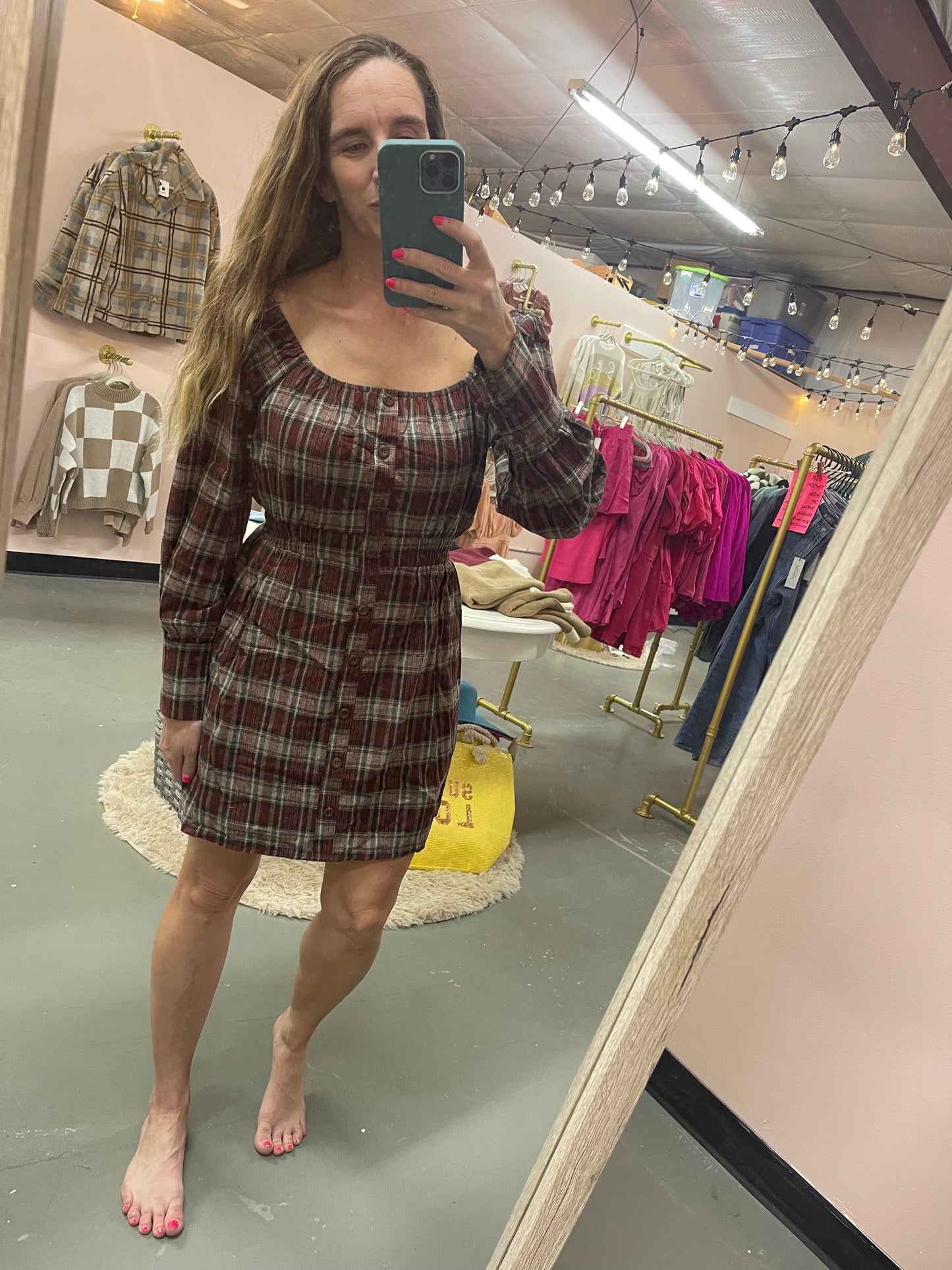 Flannel square neck