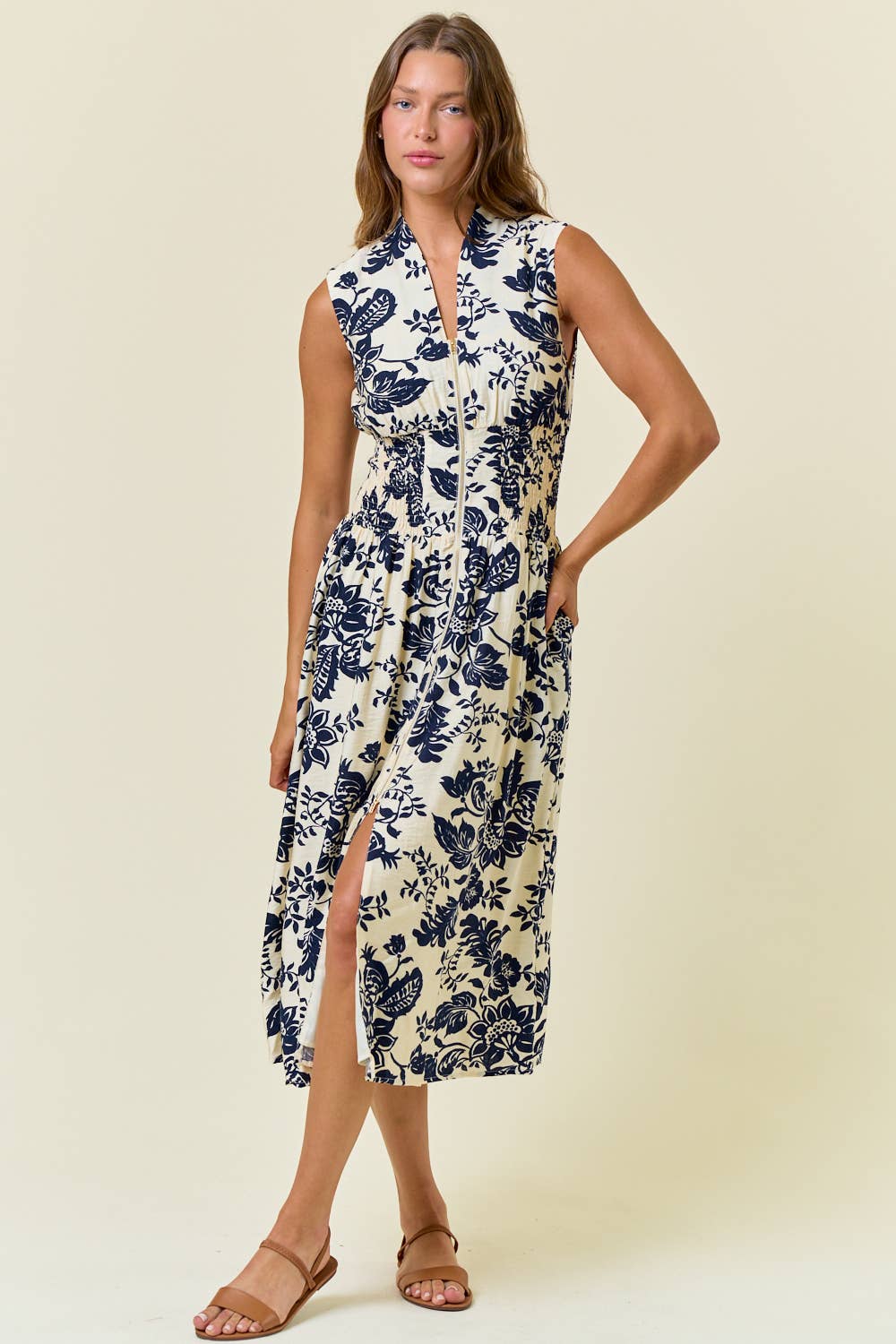 PAISLEY ZIP MIDI DRESS