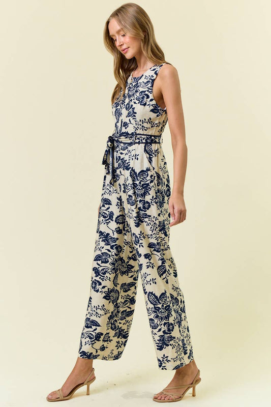 PAISLEY ZIP JUMPSUIT NAVY