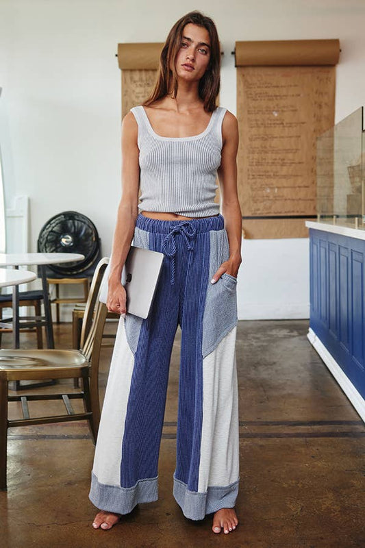 Block Wide Legs Pants