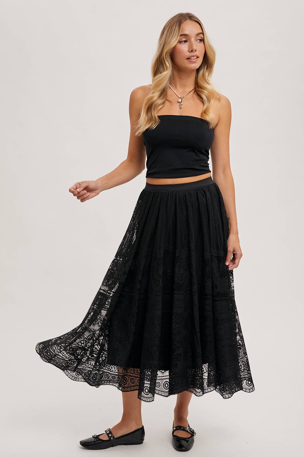 BOHO LACE MIDI SKIRT