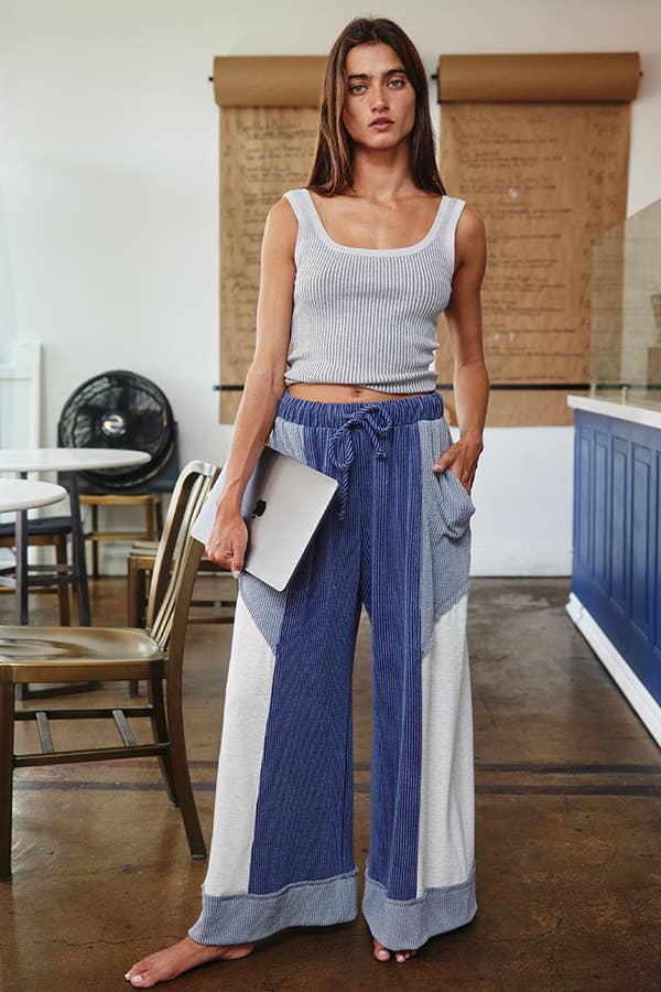 Block Wide Legs Pants