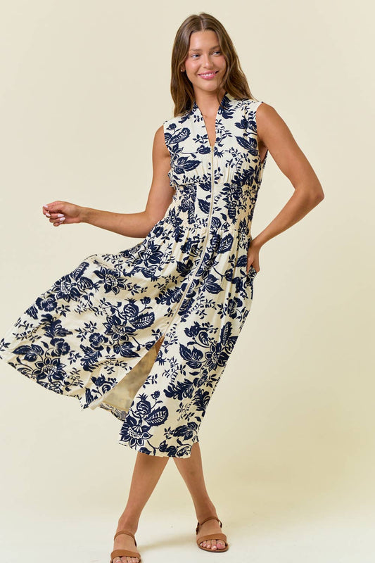 PAISLEY ZIP MIDI DRESS
