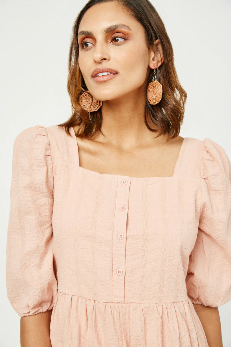 Pink Square Neck Dress