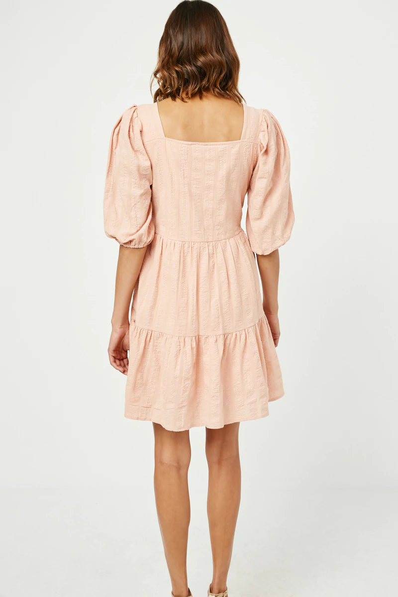 Pink Square Neck Dress