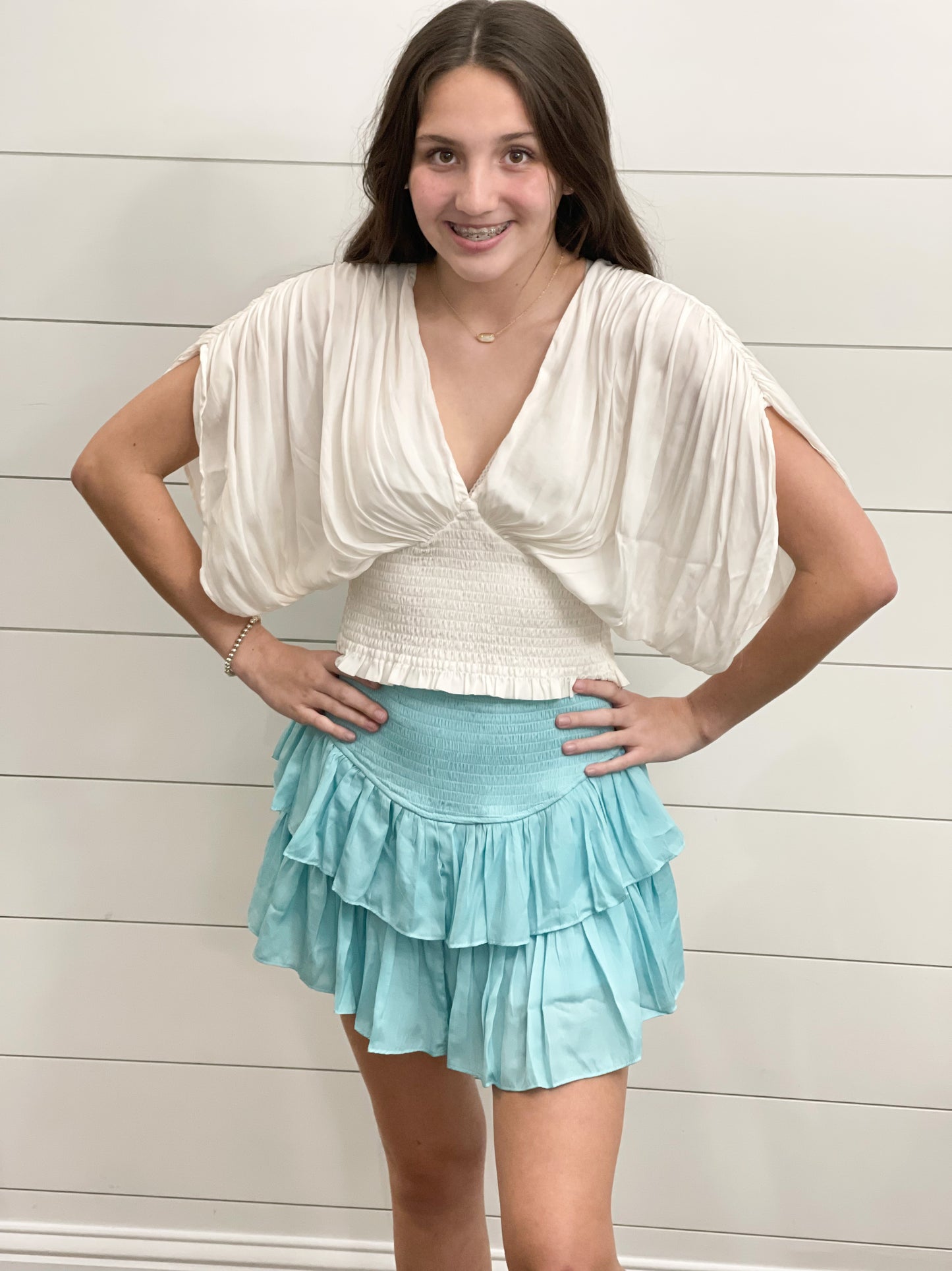 Beach Babe Ruffle Skirt - Milky Blue
