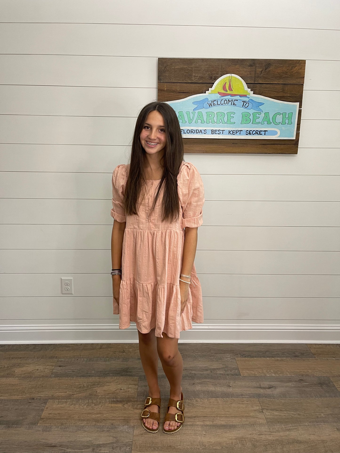 Pink Square Neck Dress