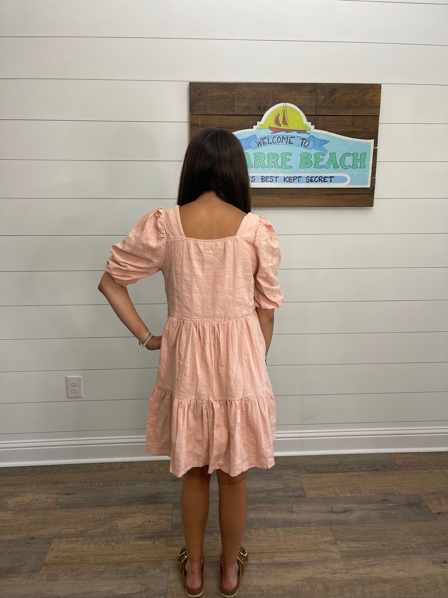 Pink Square Neck Dress