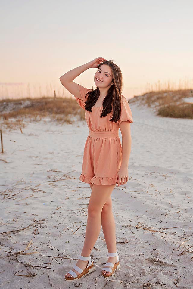 Peach Tie-back Romper