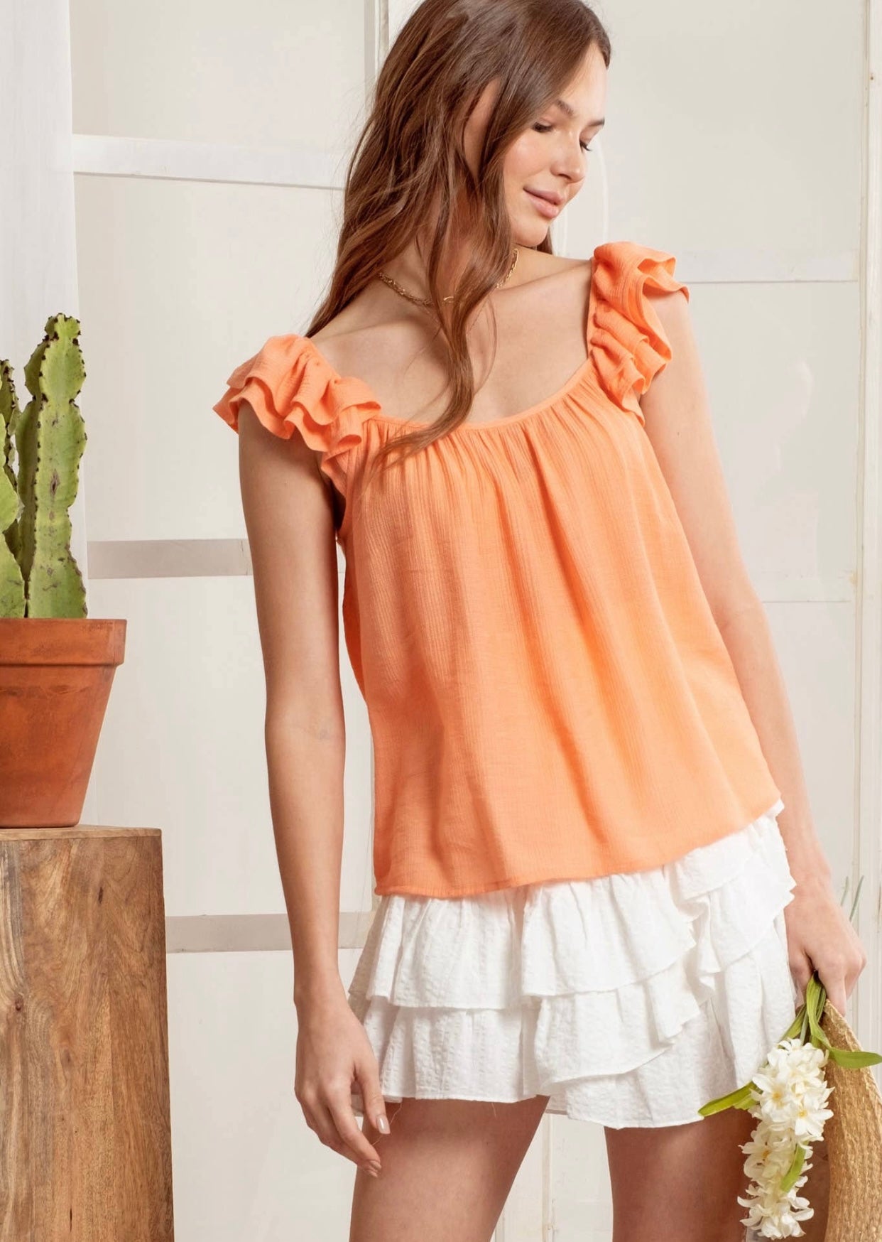 Ruffle Shoulder Top