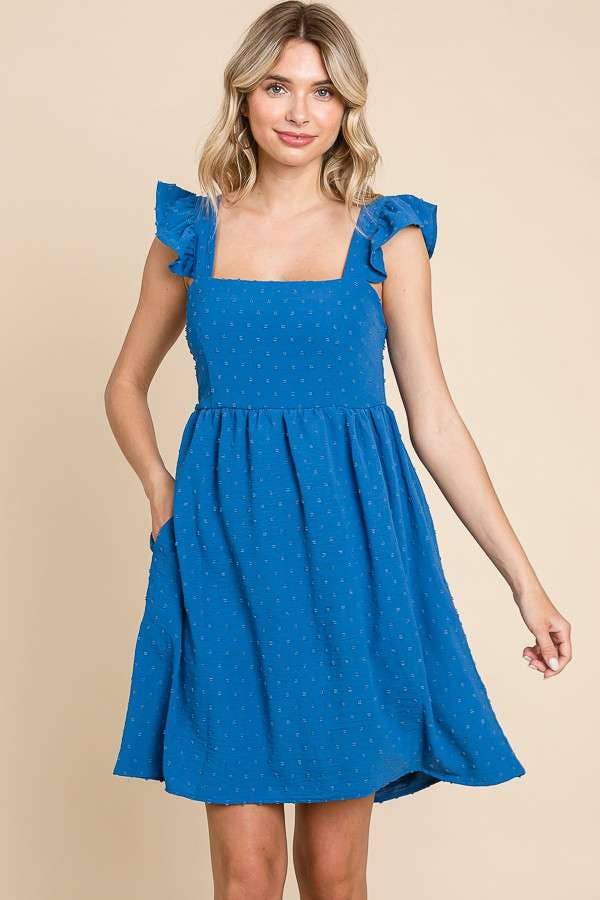 Ruffle Sleeve Dress GEL BLUE