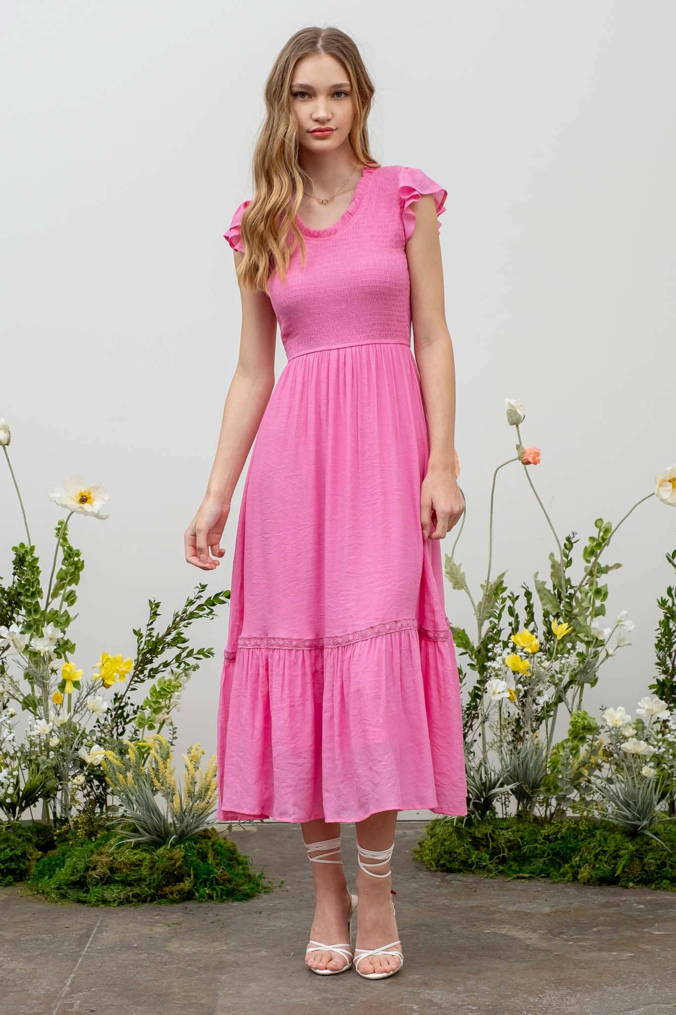 SCOOP RUFFLE NECK MAXI