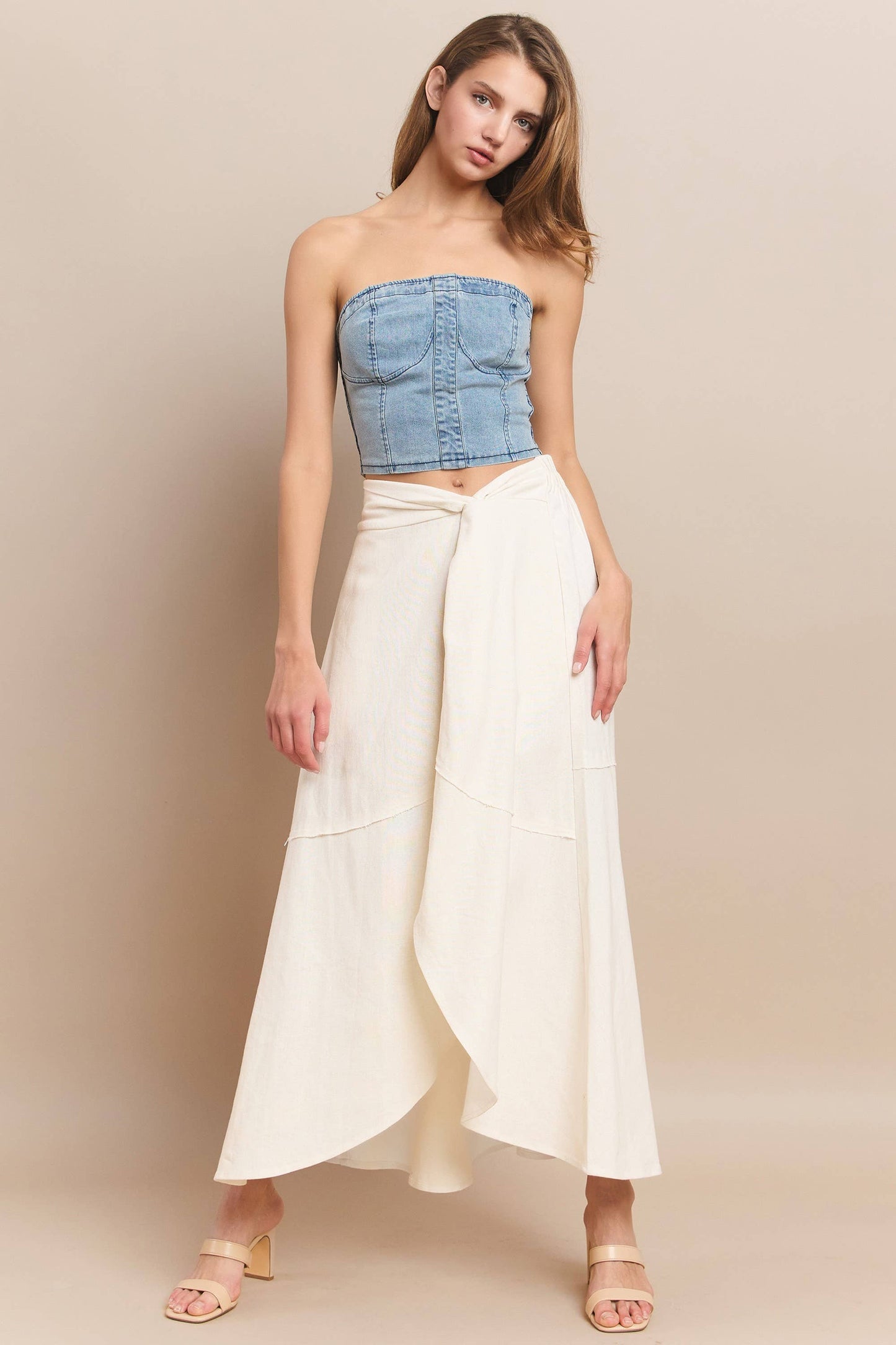 LINEN WRAP MAXI SKIRT