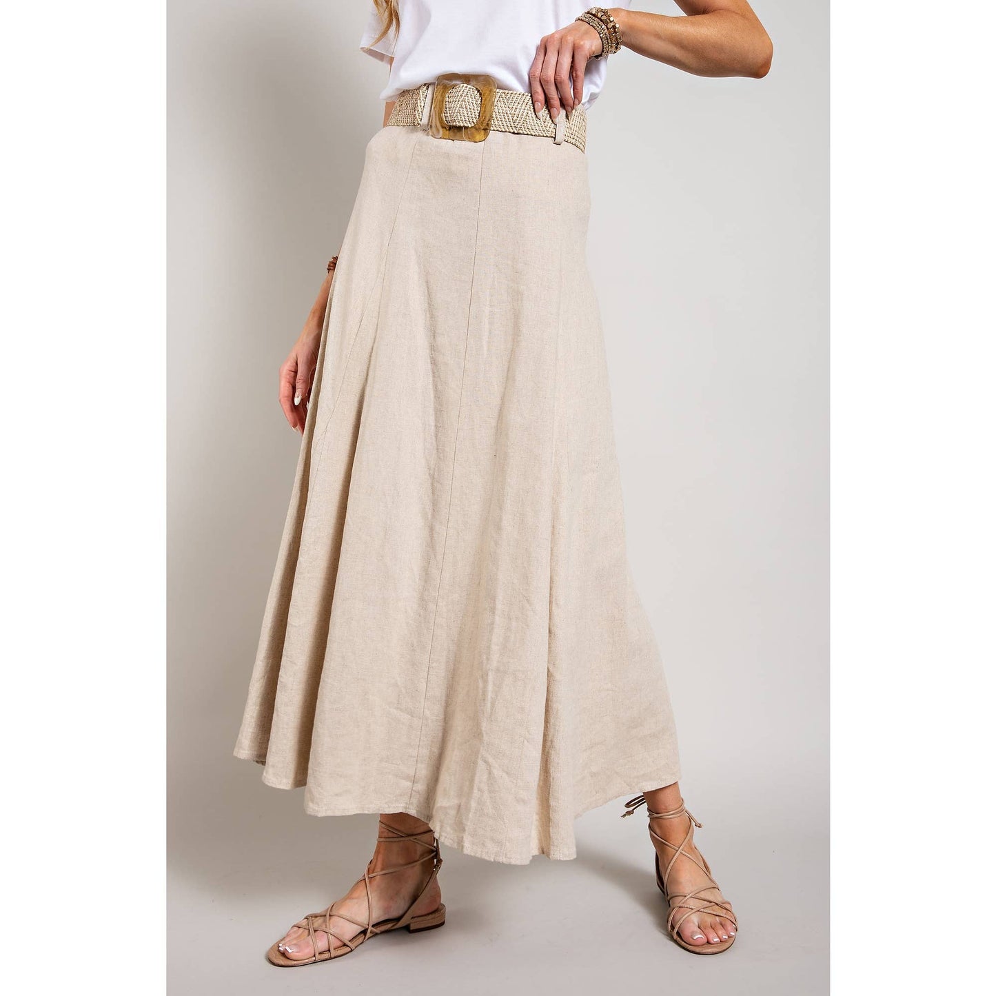 LINEN MAXI FLARE SKIRT