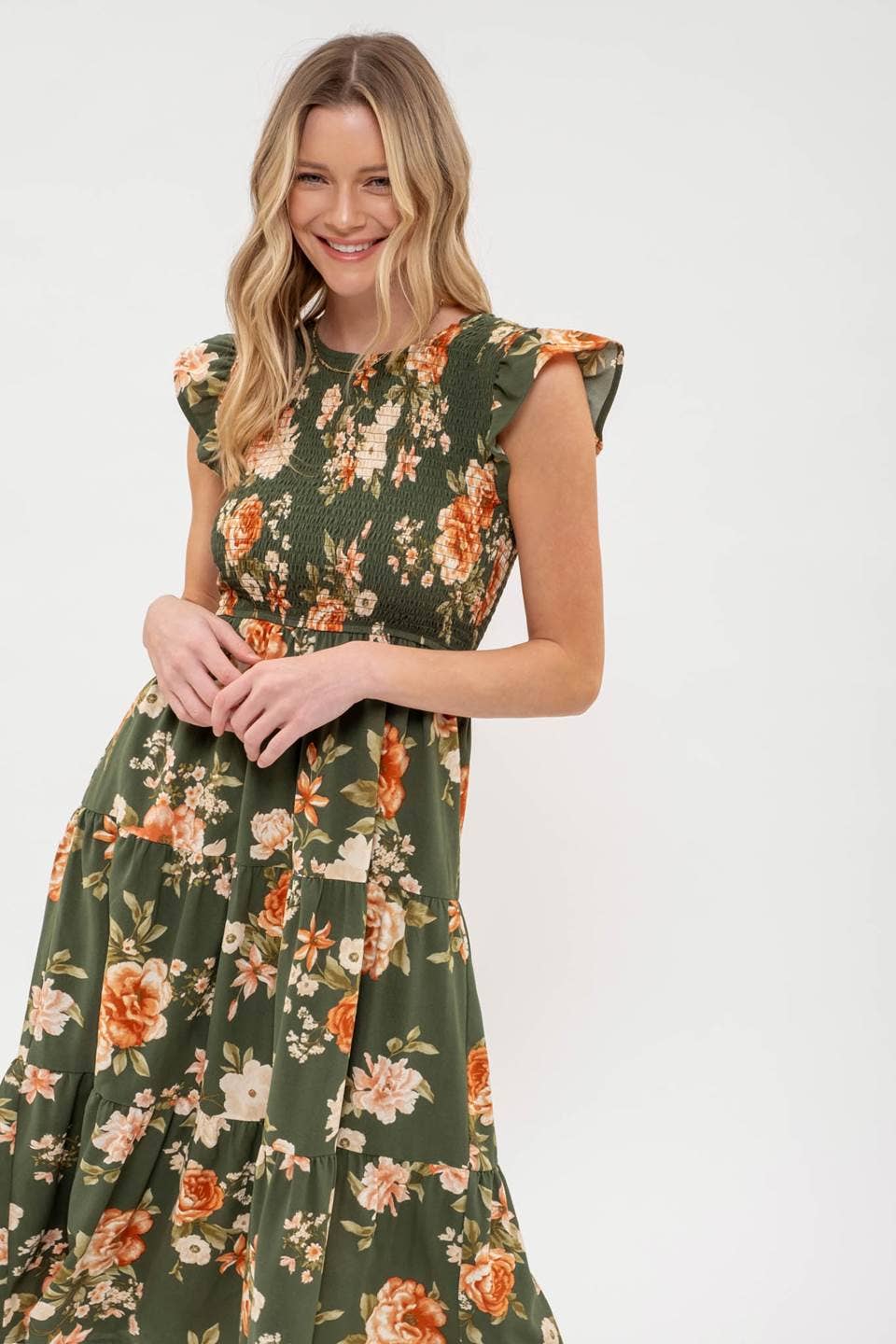 FLORAL FALL MIDI DRESS