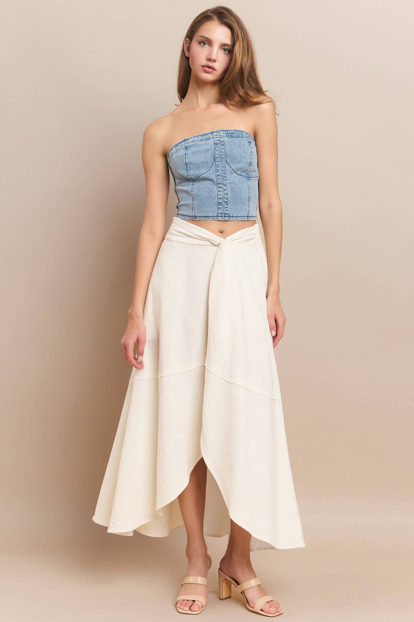 LINEN WRAP MAXI SKIRT