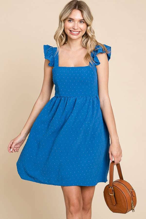 Ruffle Sleeve Dress GEL BLUE