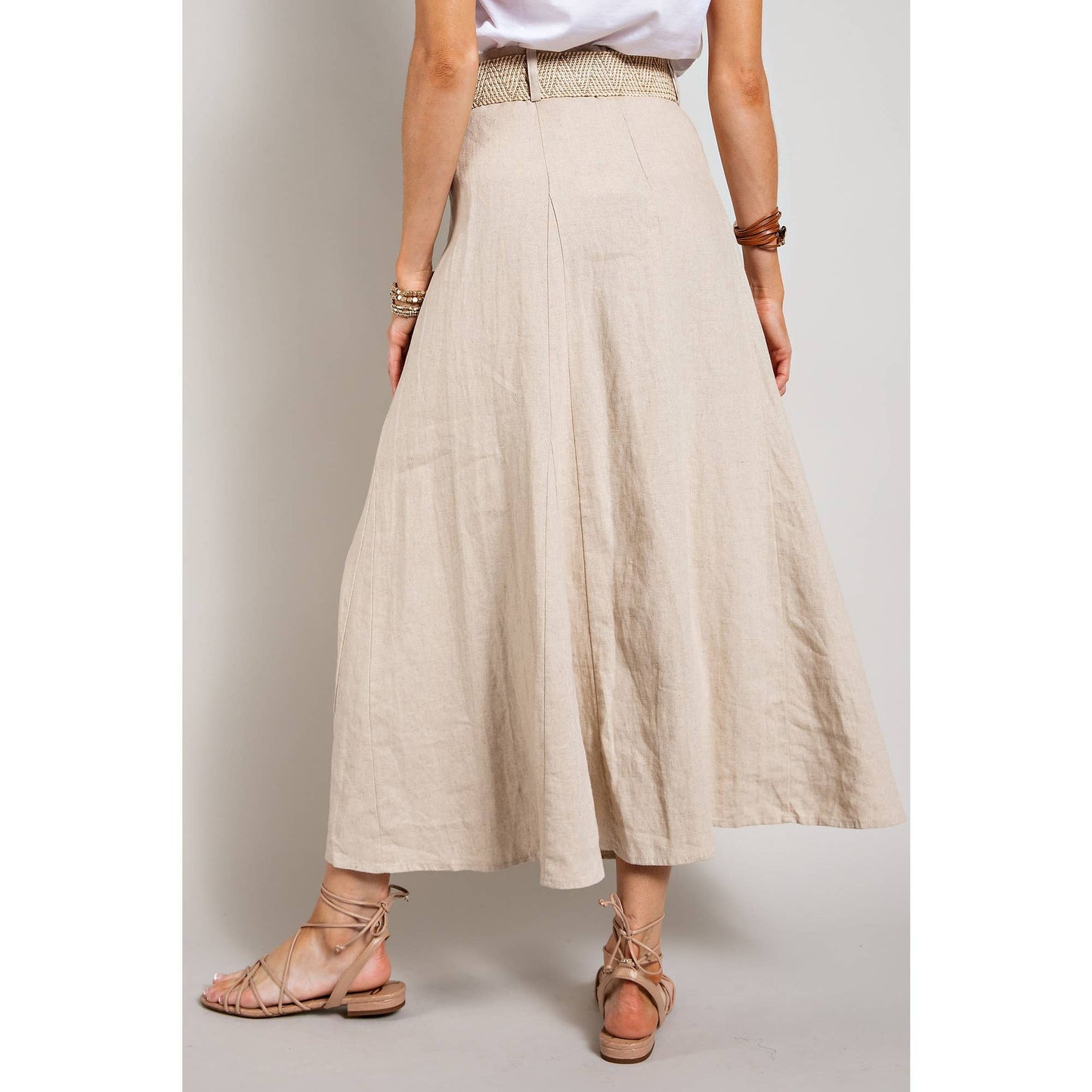 LINEN MAXI FLARE SKIRT