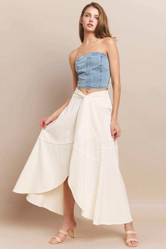 LINEN WRAP MAXI SKIRT