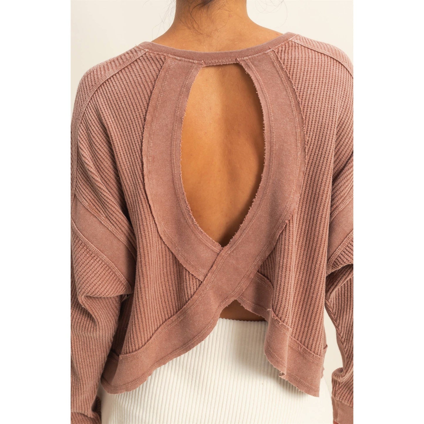 Chic Open Back  Long Sleeve Top
