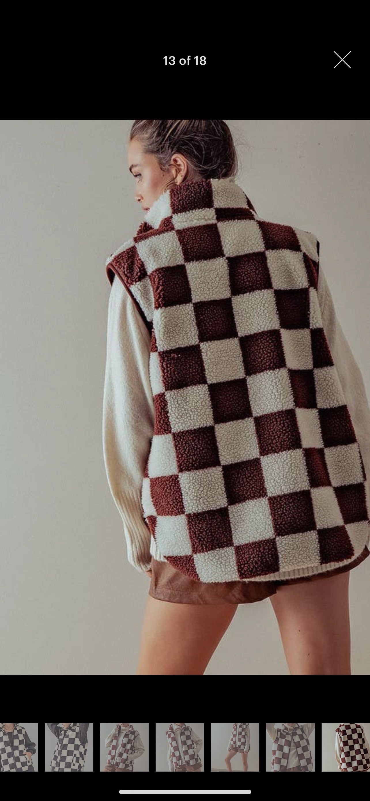 Checkered Sherpa vest