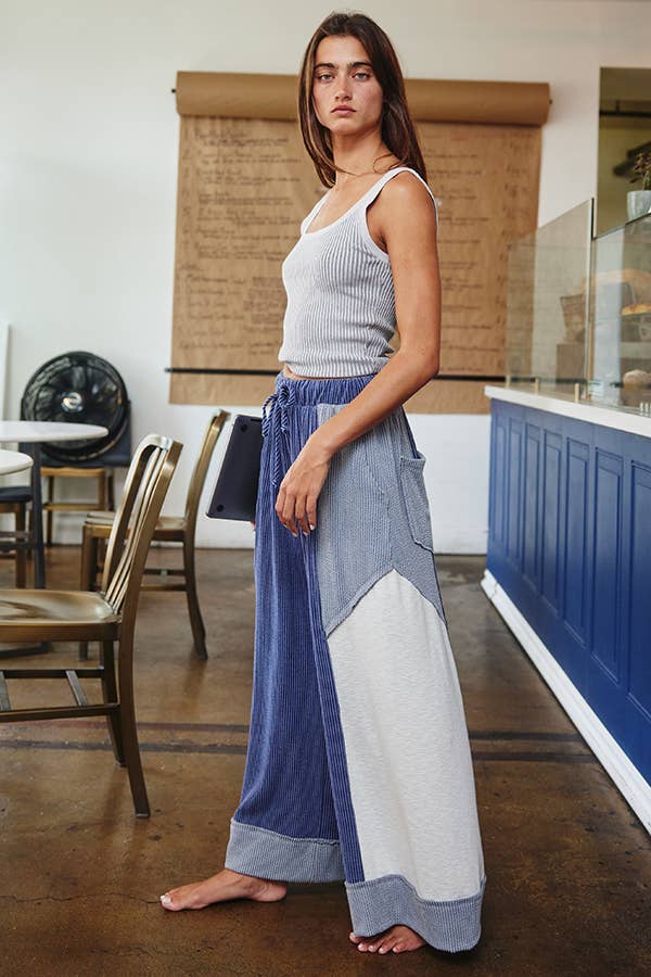 Block Wide Legs Pants