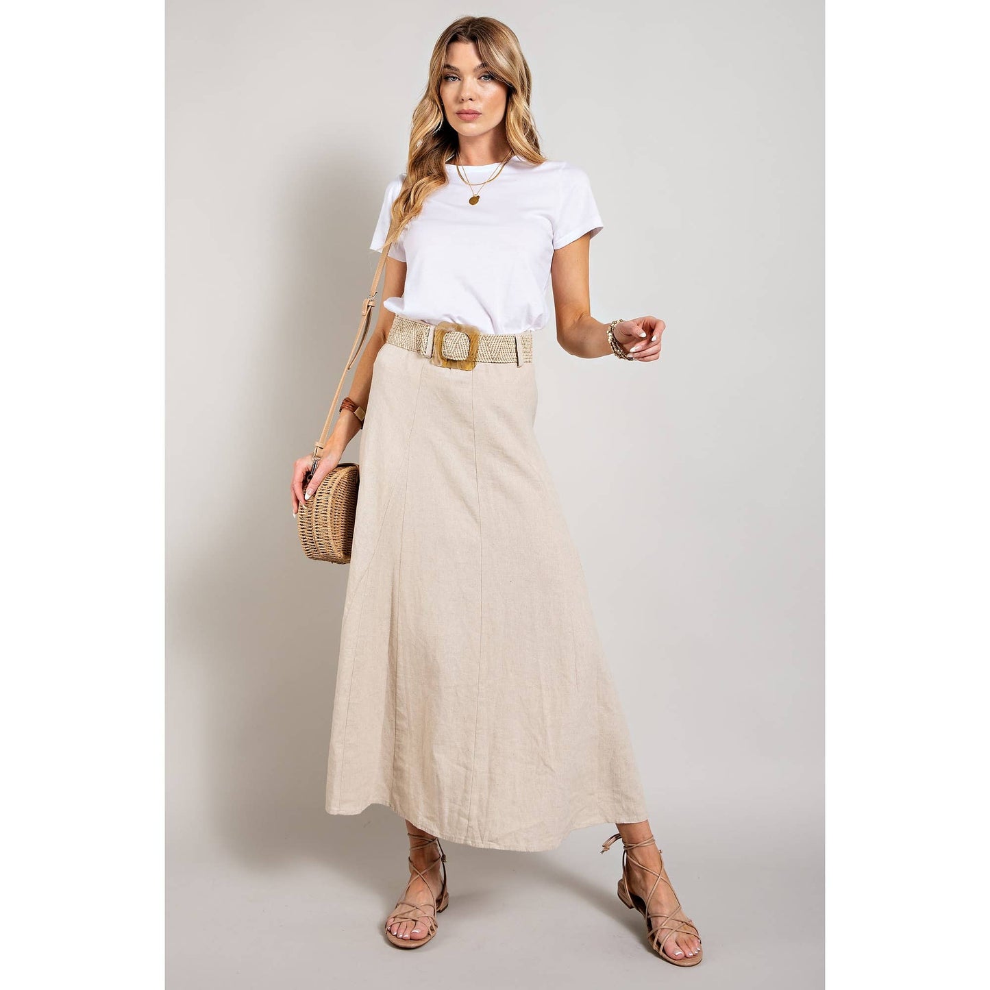 LINEN MAXI FLARE SKIRT