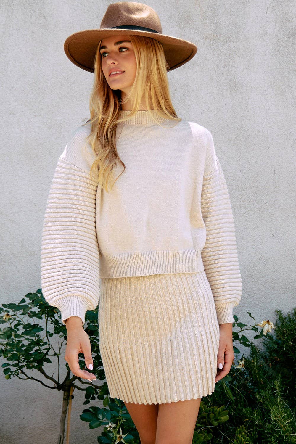 Pleated Sweater Skirt