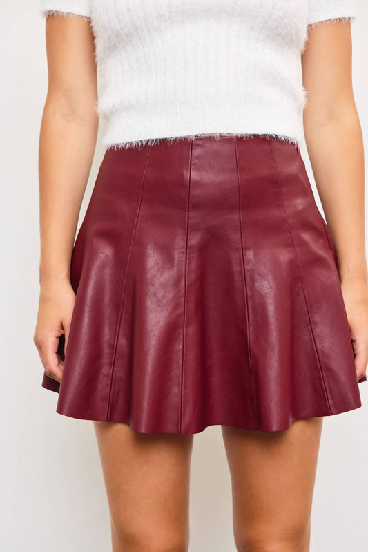 FLARED LEATHER SKORT