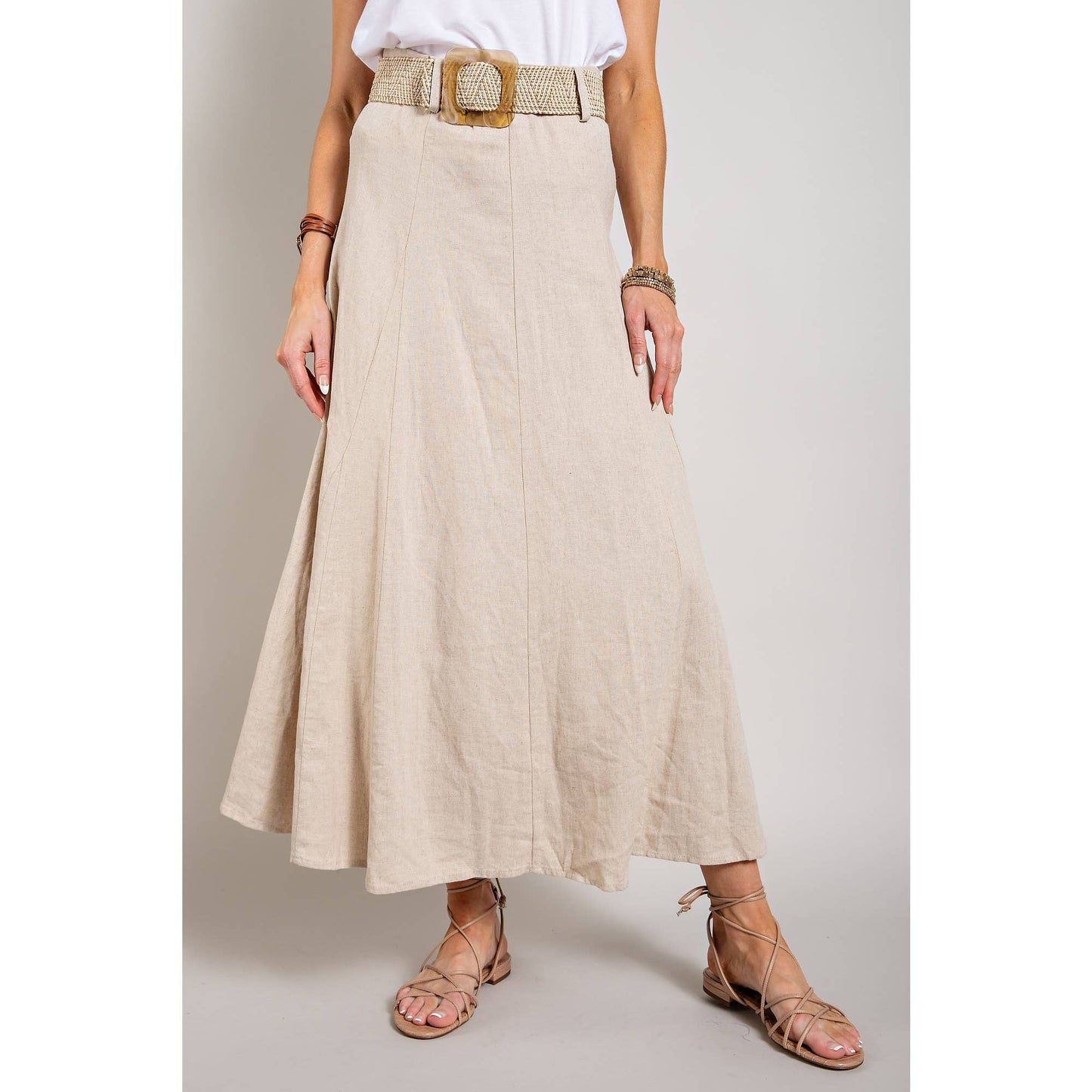 LINEN MAXI FLARE SKIRT