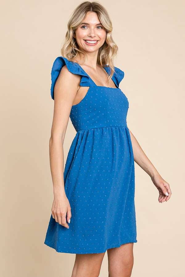 Ruffle Sleeve Dress GEL BLUE