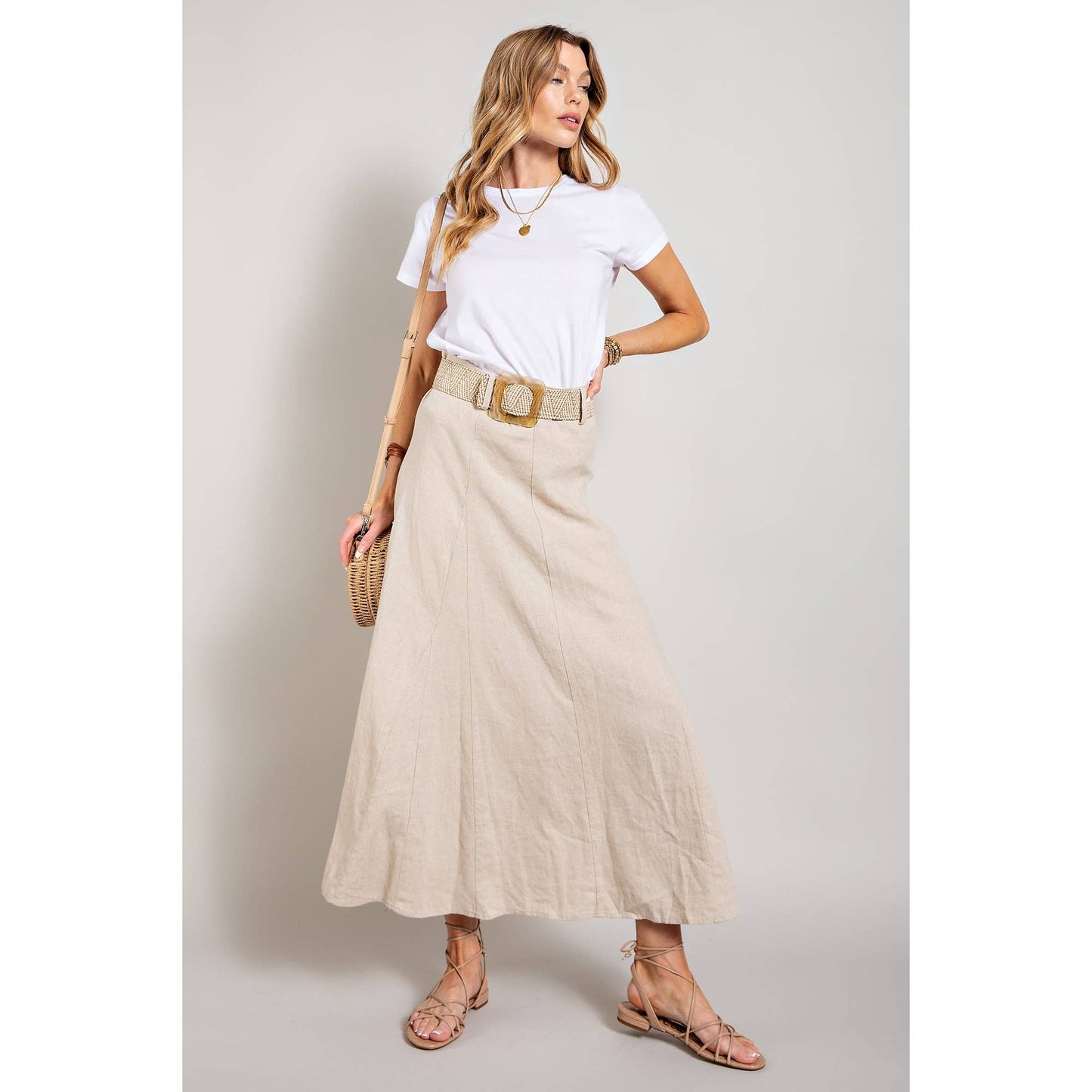 LINEN MAXI FLARE SKIRT