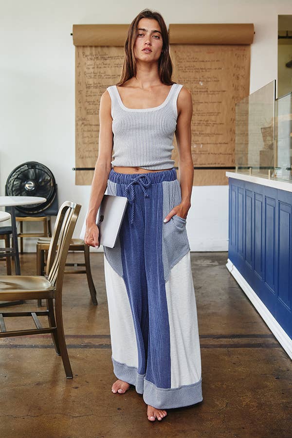 Block Wide Legs Pants