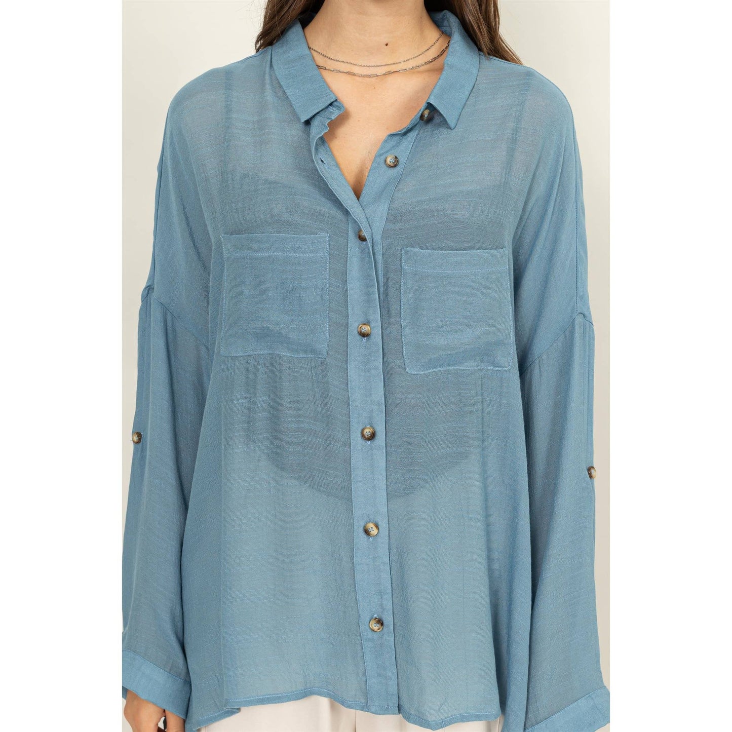 Sheer Button up Top