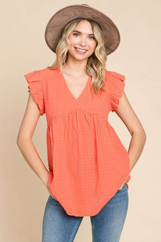 V Neck Ruffle top