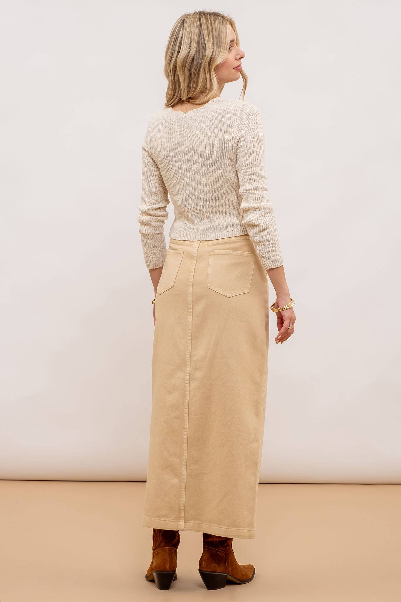 PANELED MIDI SKIRT