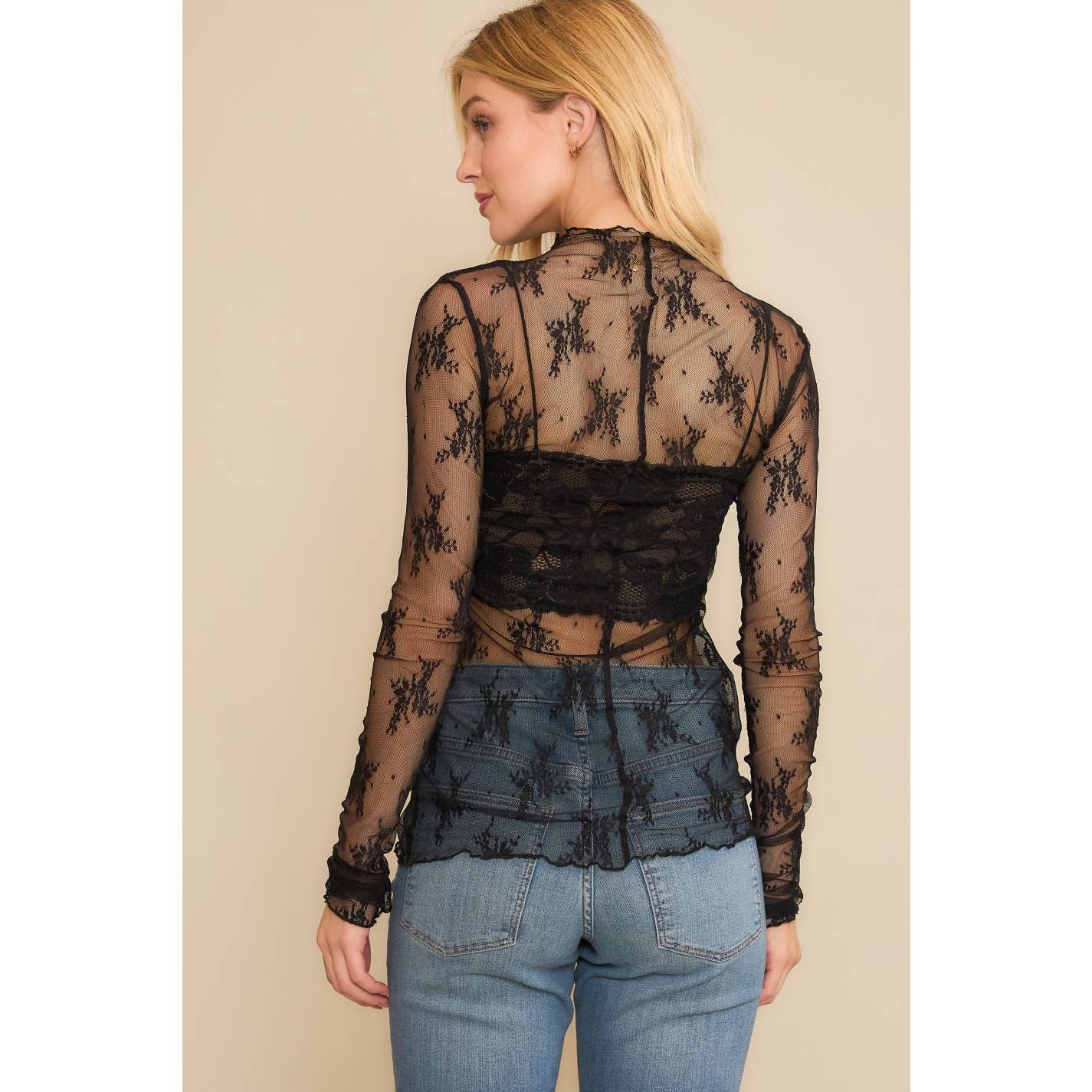 MESH LACE HIGH NECK