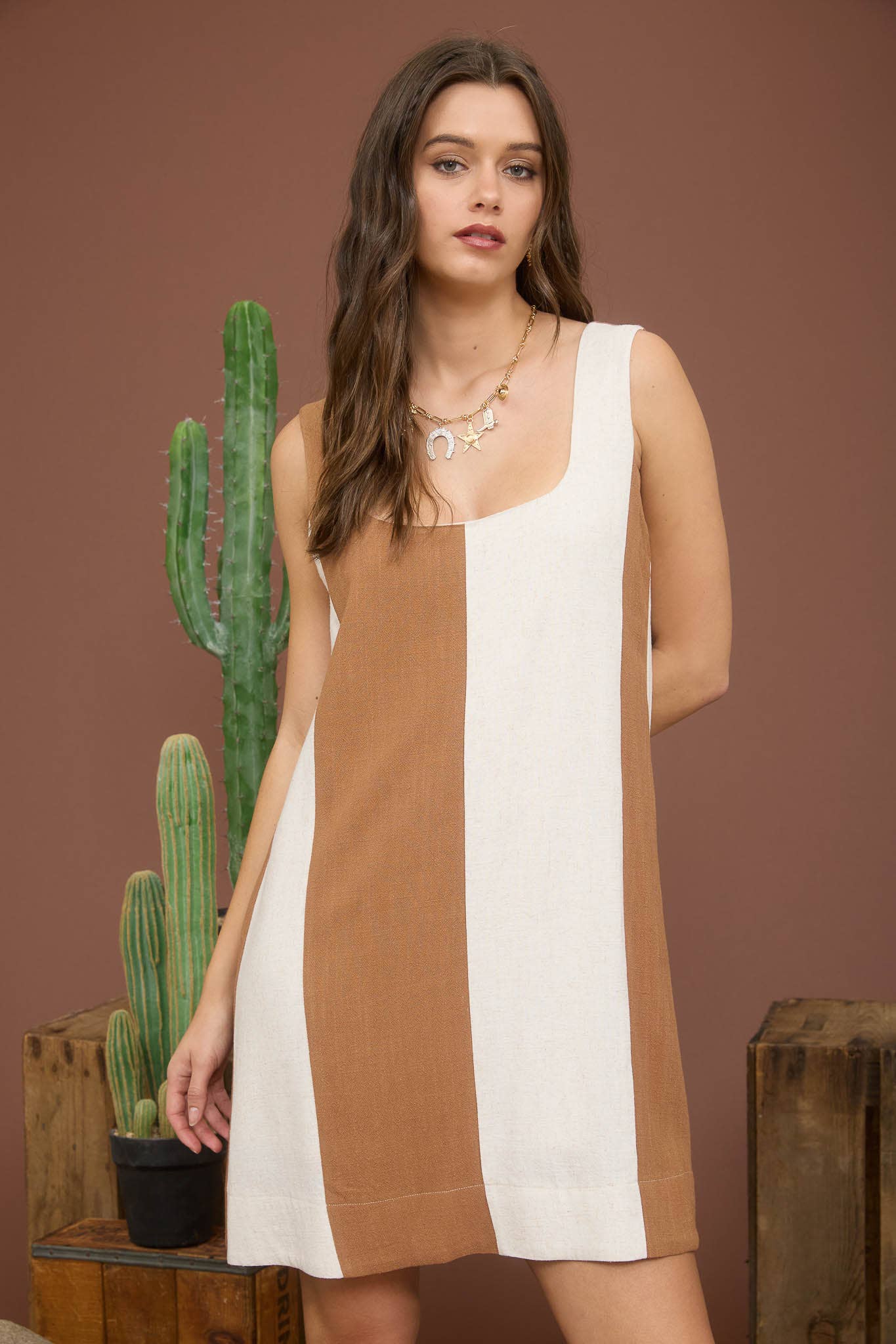 STRIPE LINEN DRESS