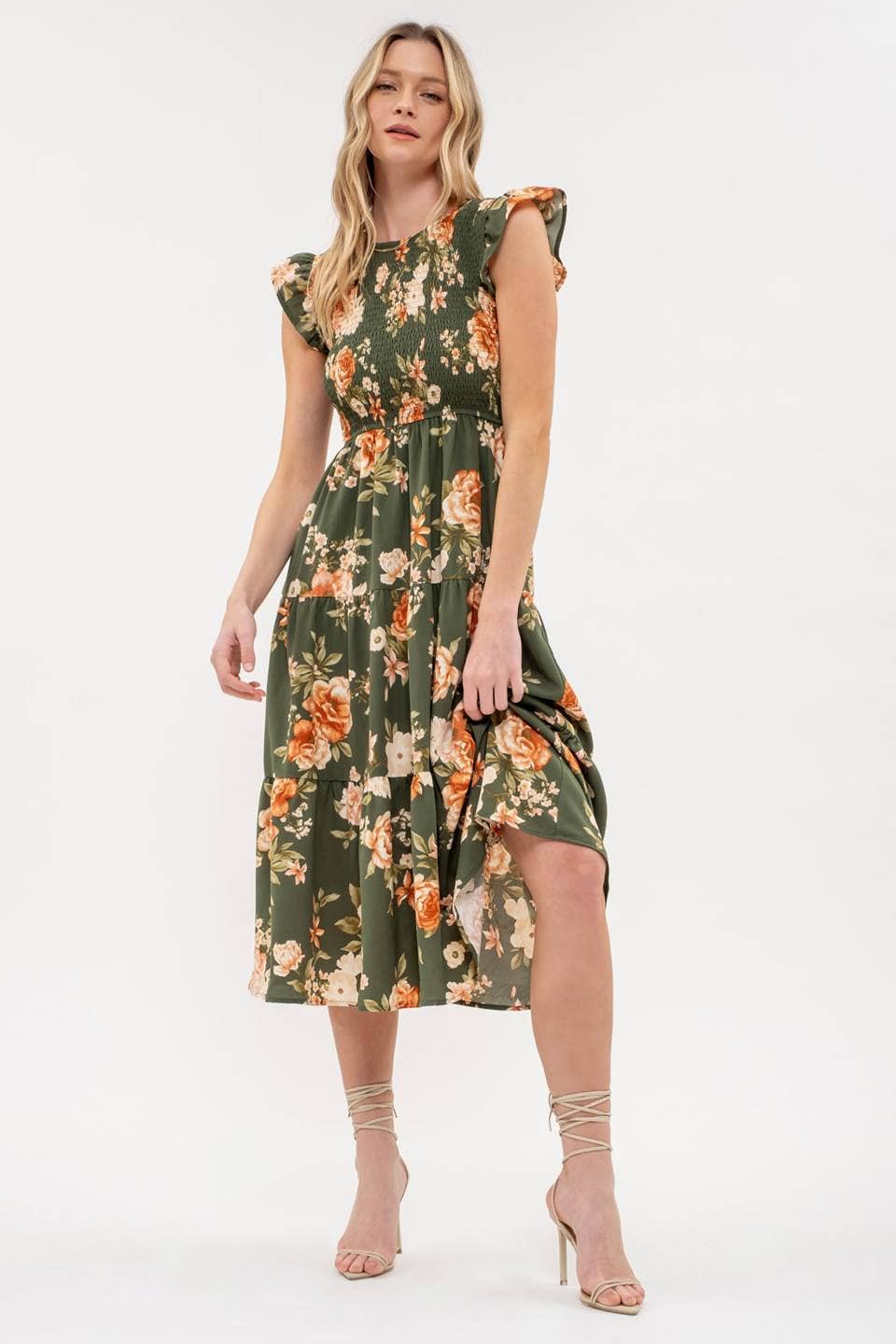 FLORAL FALL MIDI DRESS