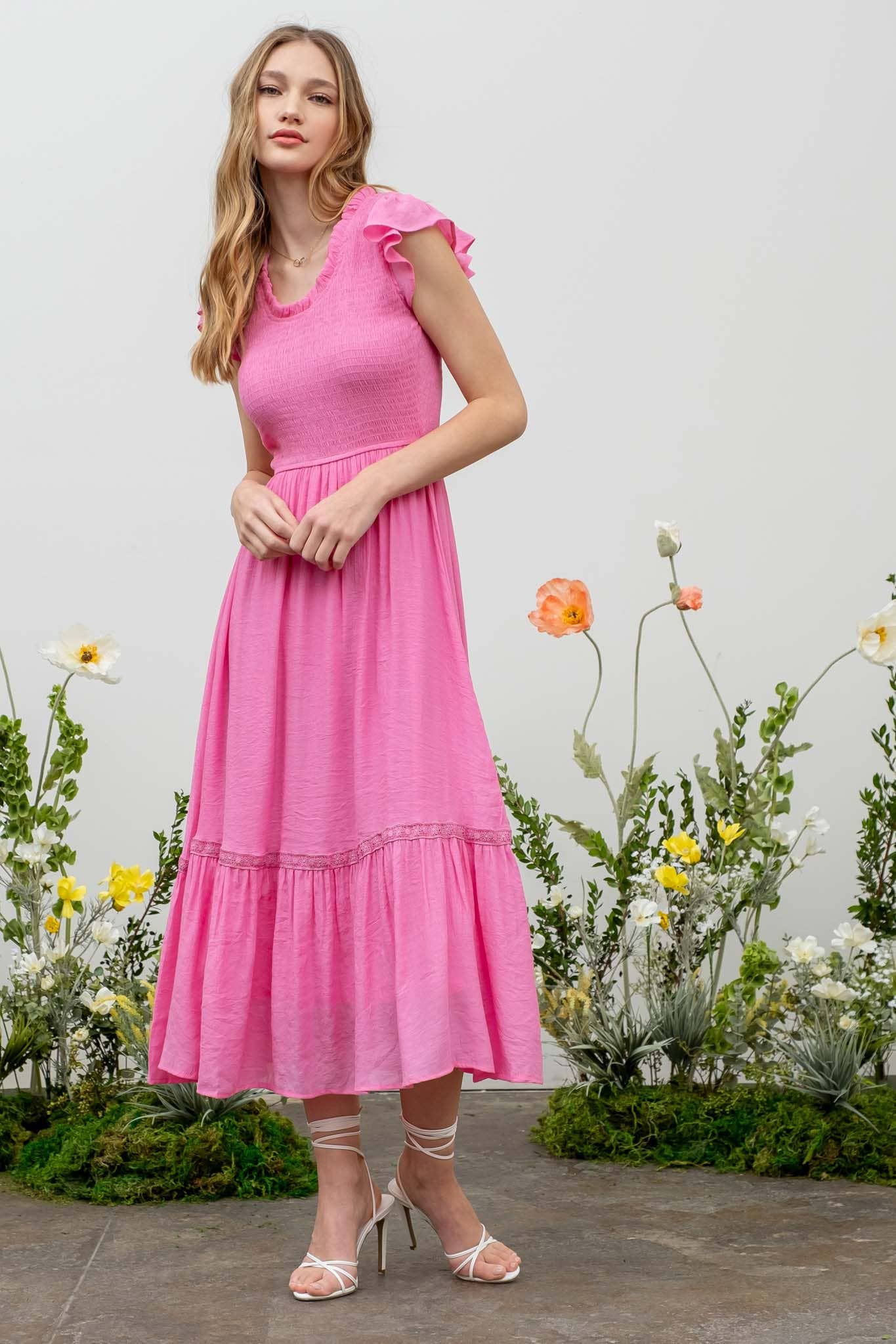 SCOOP RUFFLE NECK MAXI