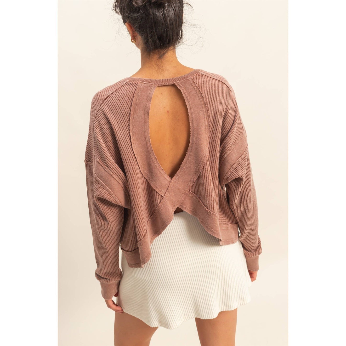 Chic Open Back  Long Sleeve Top