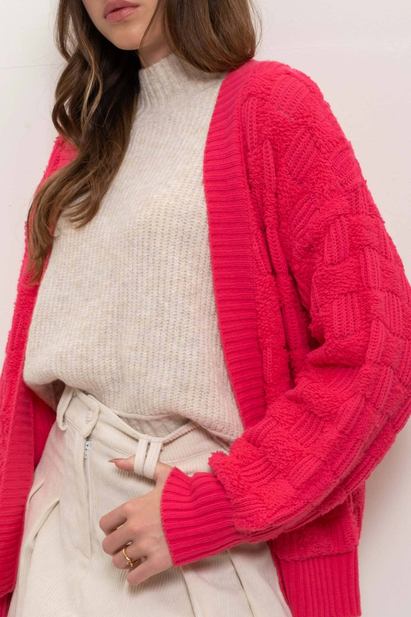 CHECKERED PINK CARDIGAN