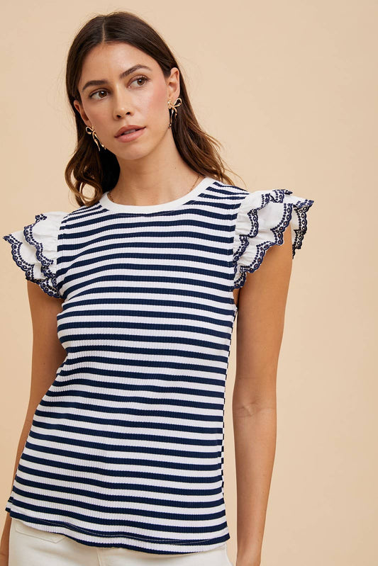 EYELET Stripe Ruffle