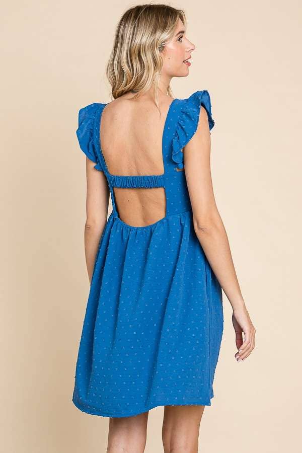 Ruffle Sleeve Dress GEL BLUE