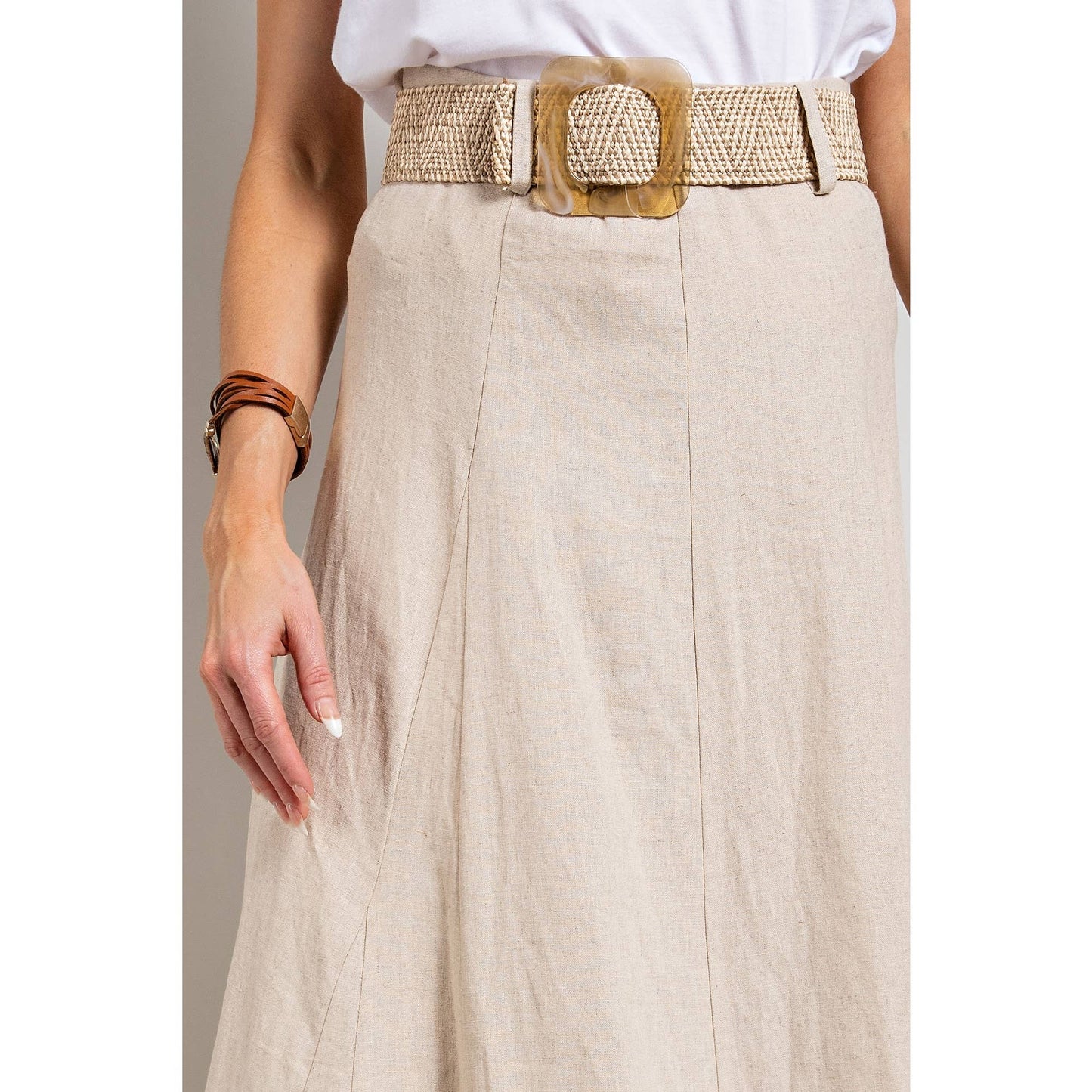 LINEN MAXI FLARE SKIRT