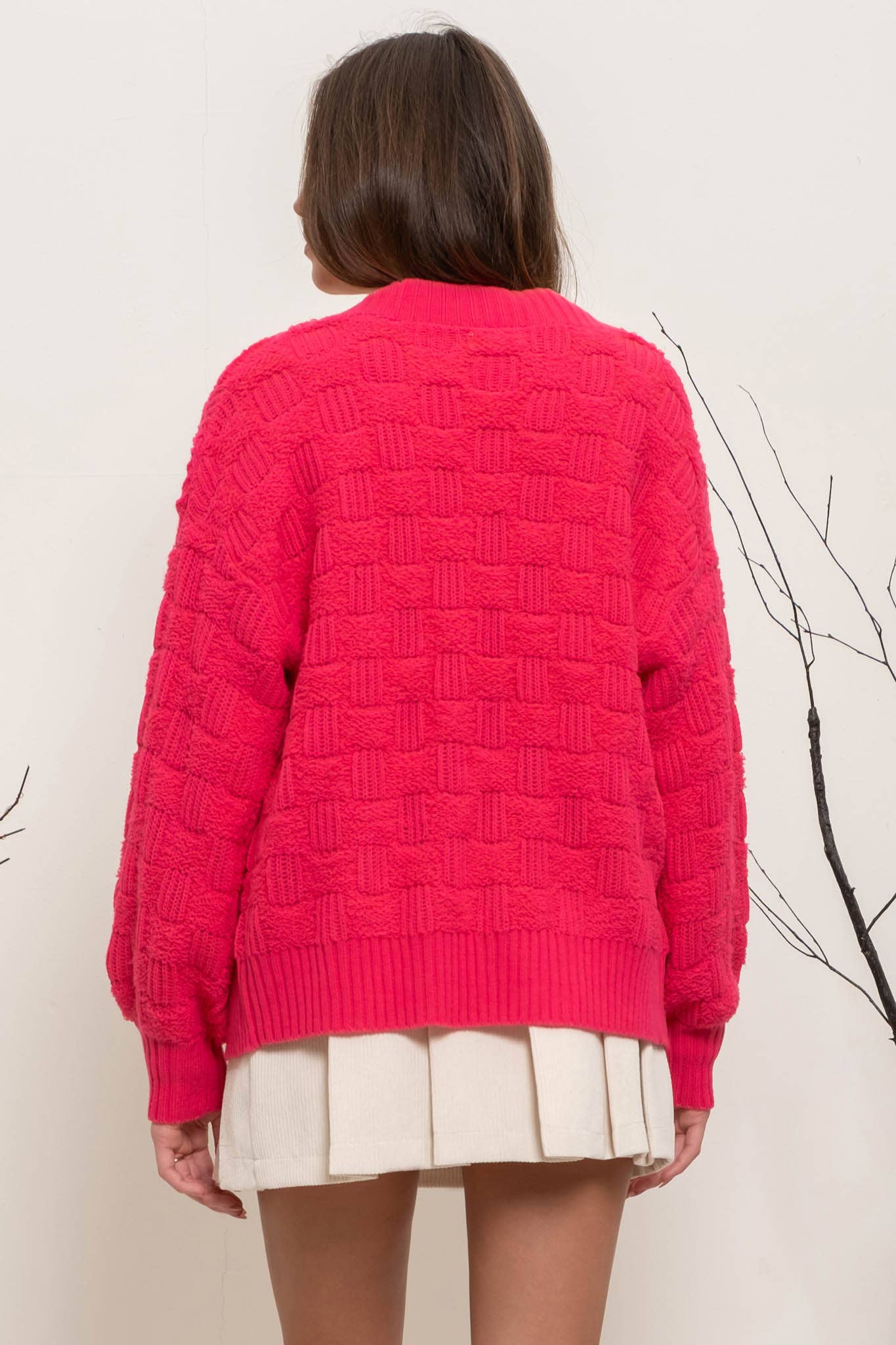 CHECKERED PINK CARDIGAN