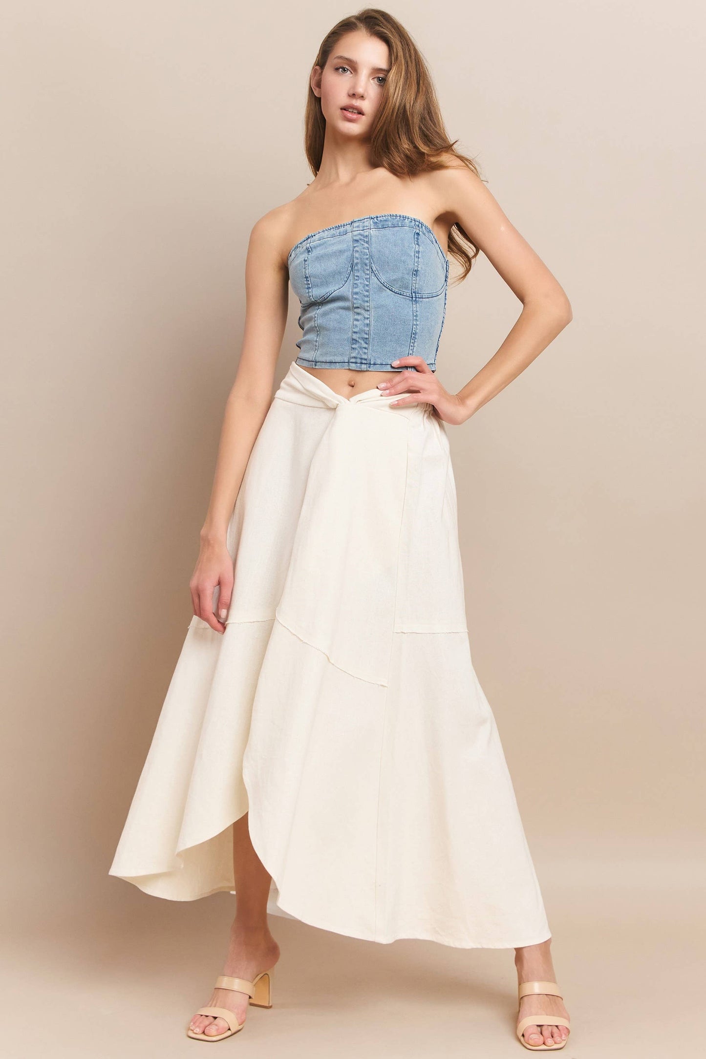 LINEN WRAP MAXI SKIRT