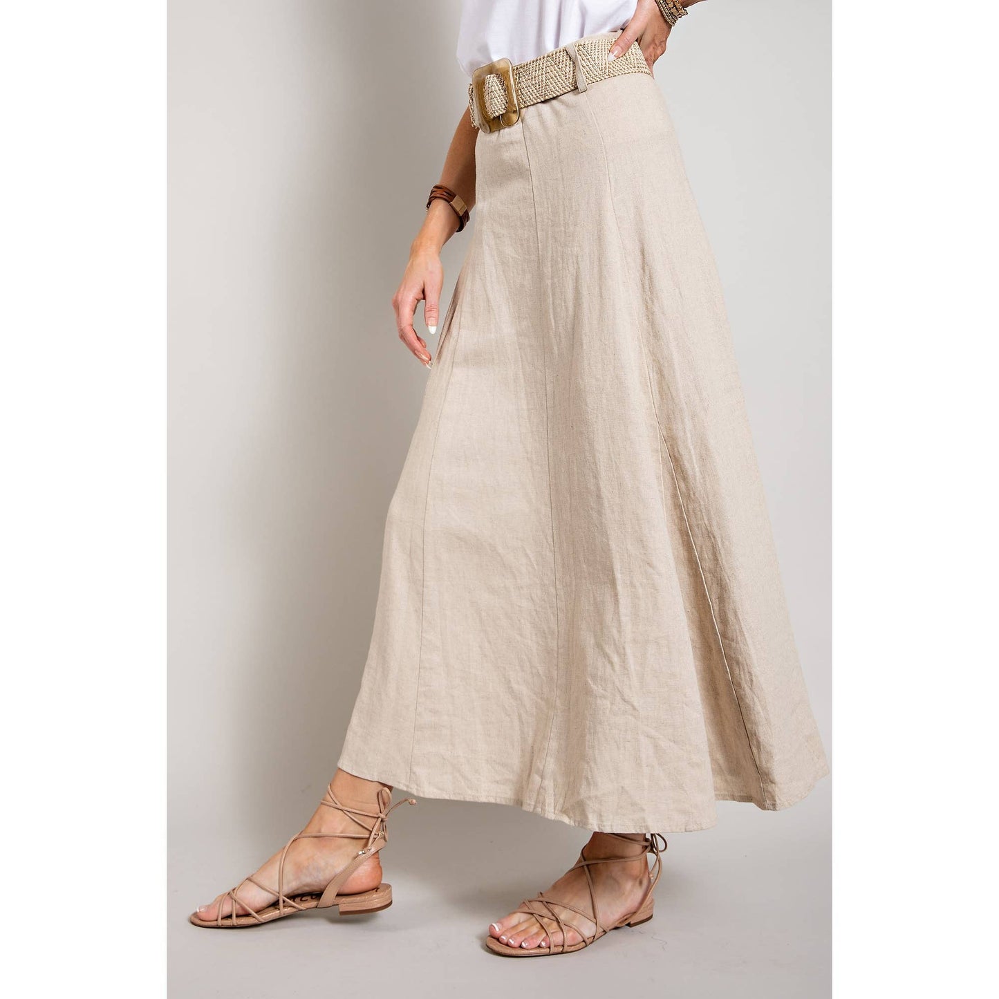 LINEN MAXI FLARE SKIRT