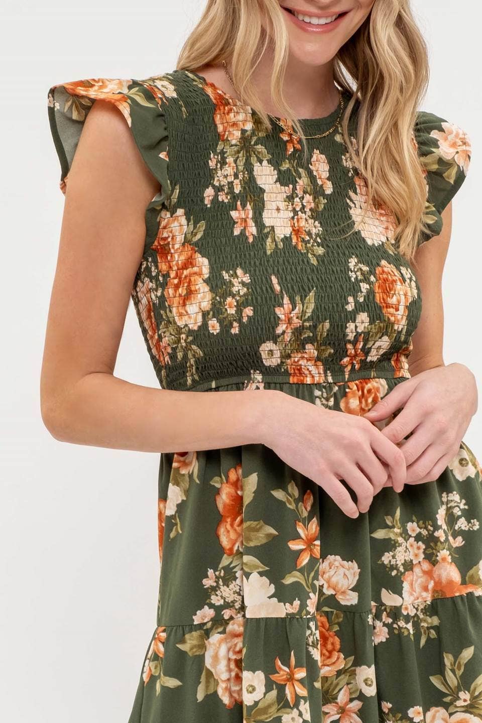 FLORAL FALL MIDI DRESS