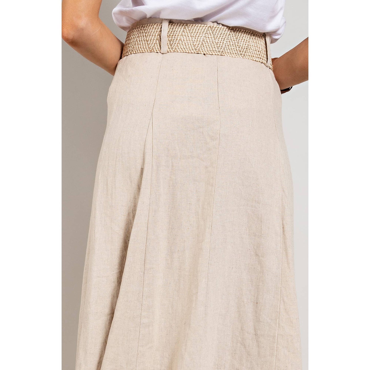 LINEN MAXI FLARE SKIRT